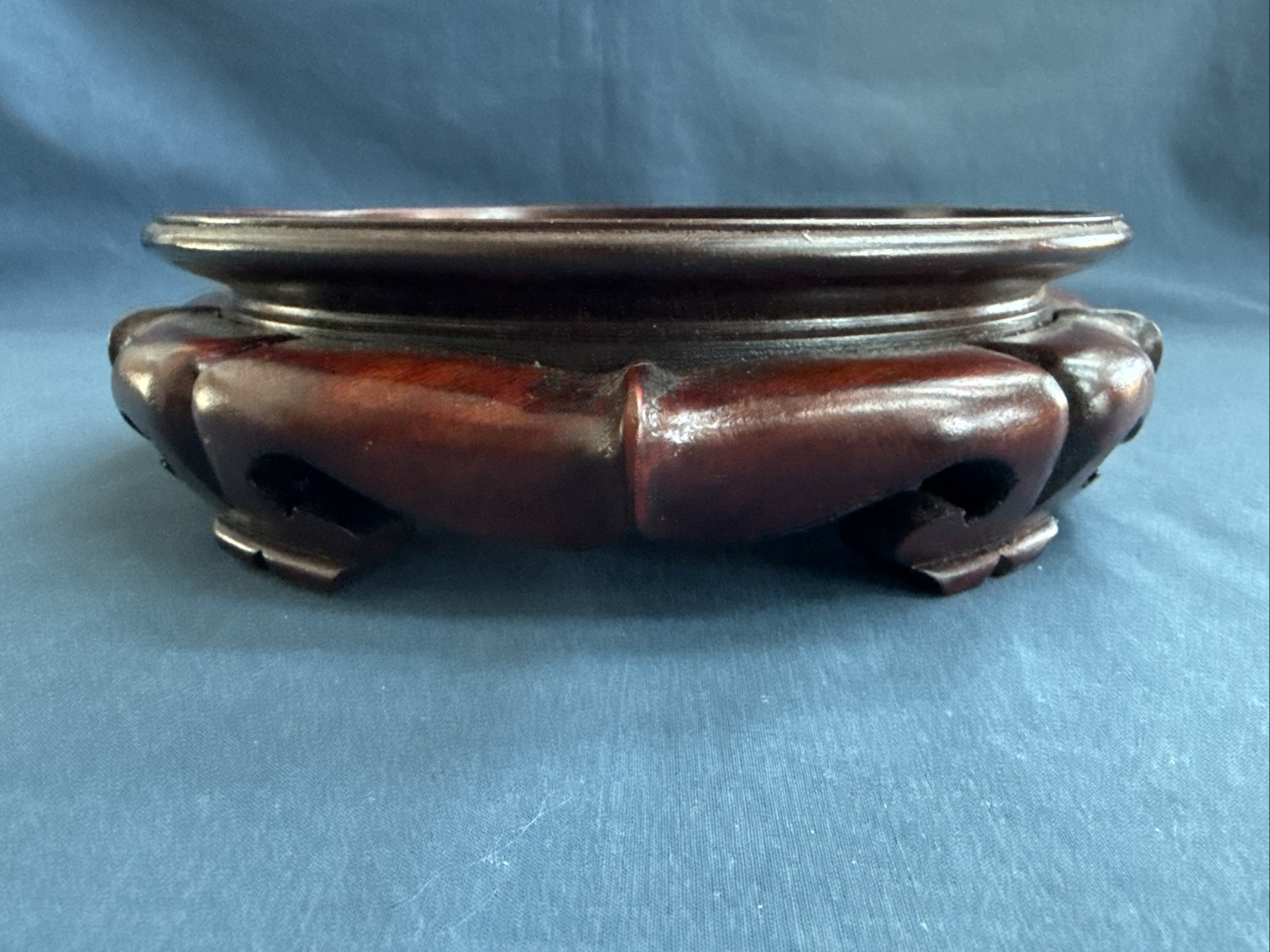 Vintage Chinese Carved Wood Display Stand Vase Bowl Lamp Inset 7 3/4″ by 7 5/8″