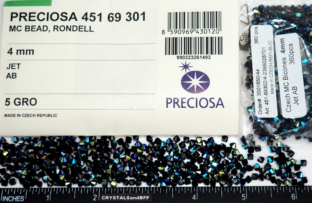Czech Bicone Crystal Beads Jet black AB Rondelle Diamond 3-4-5-6-8mm