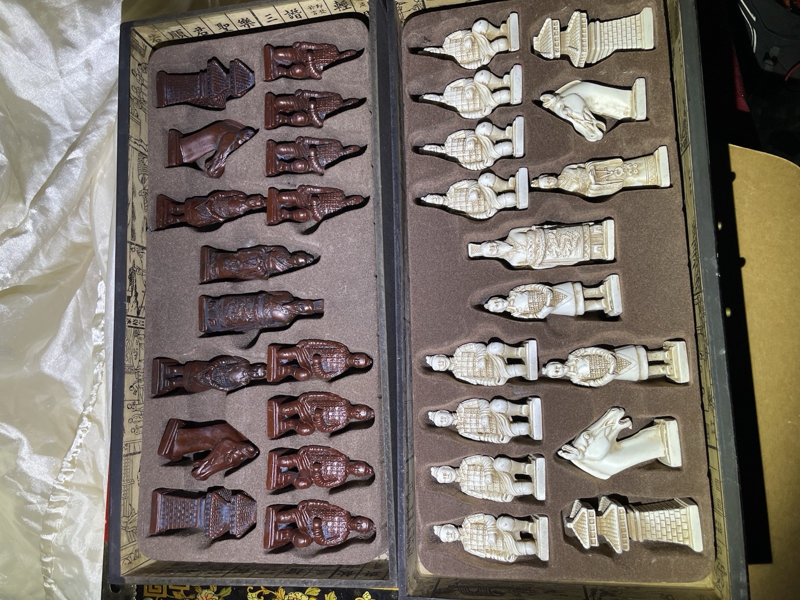 Ancient Chinese Themed Chessboard with Drawers In Great Condition See Photos
