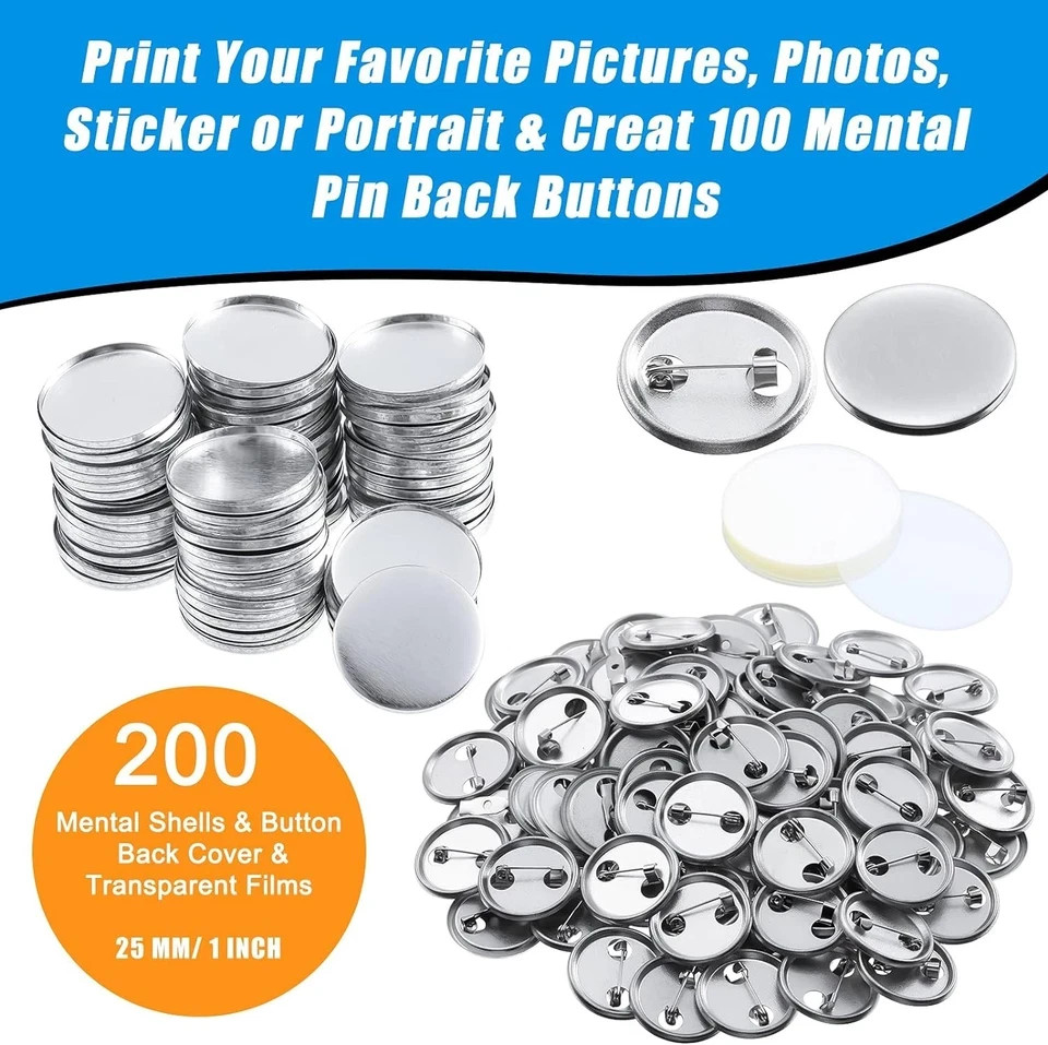 600 Pcs Blank Button Making Supplies Round Badge Button Pin for Button Machine