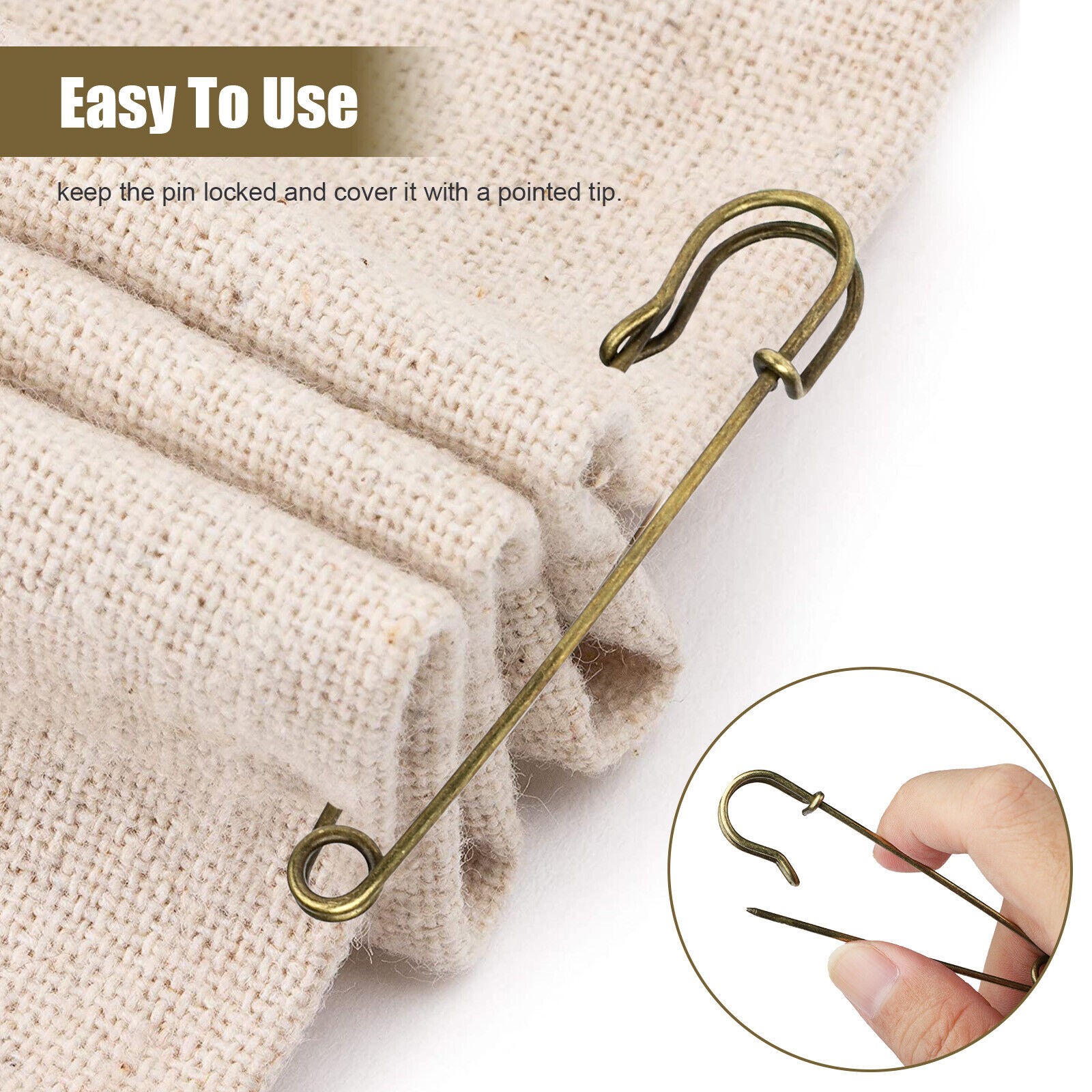 30Pcs Large Safety Pins Heavy Duty Blanket Pins Bulk Steel Spring Lock Pins