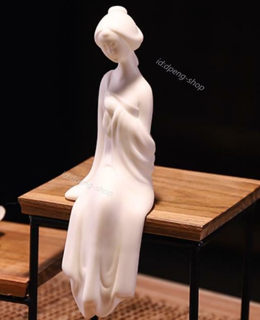 7″ Chinese White Porcelain Ceramics Beautiful Woman Figurine Statue Statues 2