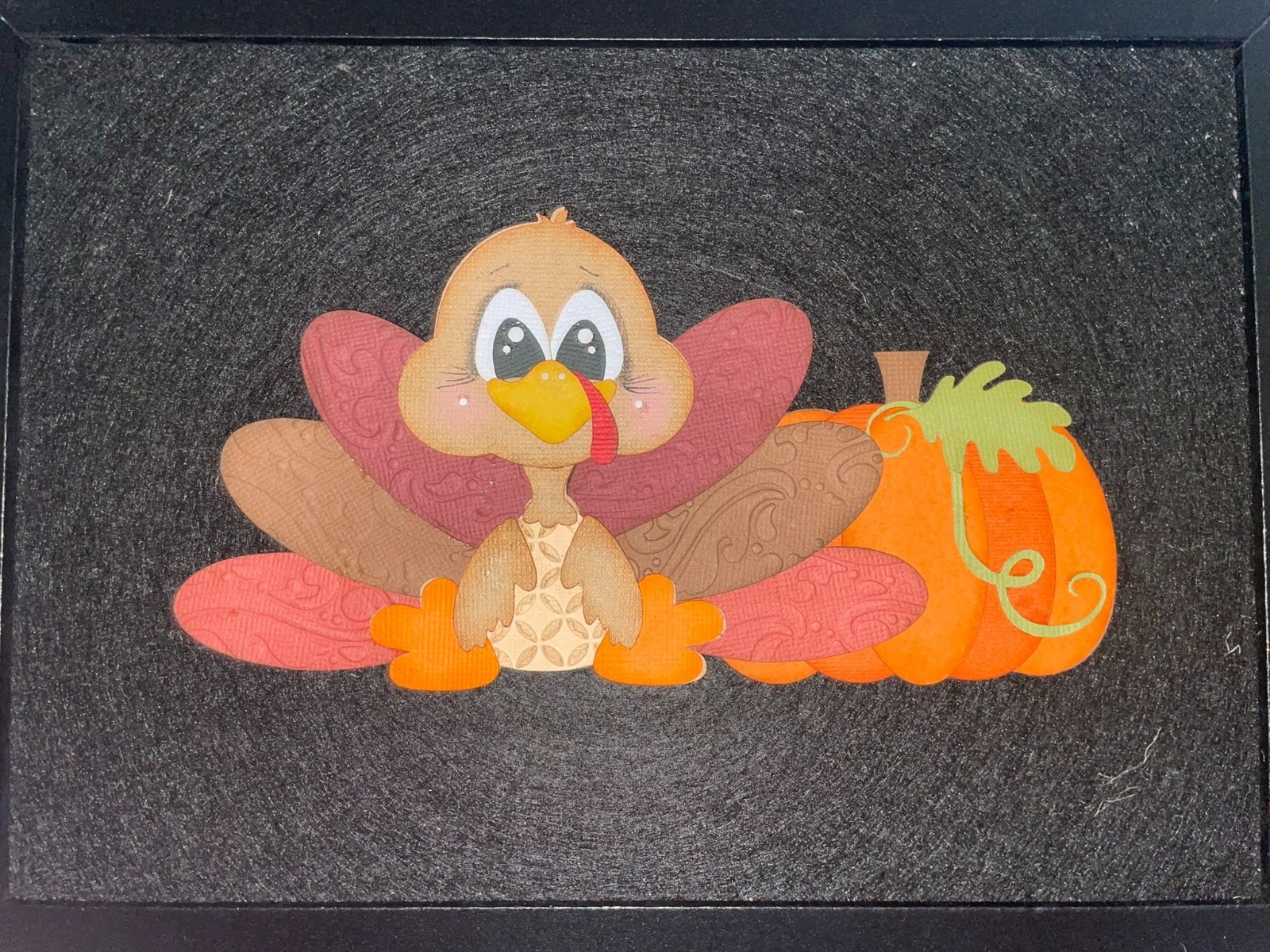 THANKSGIVING Gobble with Pumpkin Fall premade paper piecing scrapbook diecut 3D