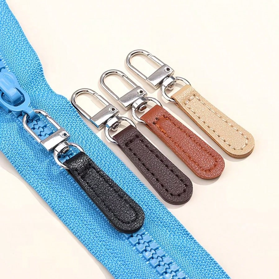 PU Leather Zipper Pull Replacement Pull Tab for Bags Jackets Backpacks 1/2/4PCS
