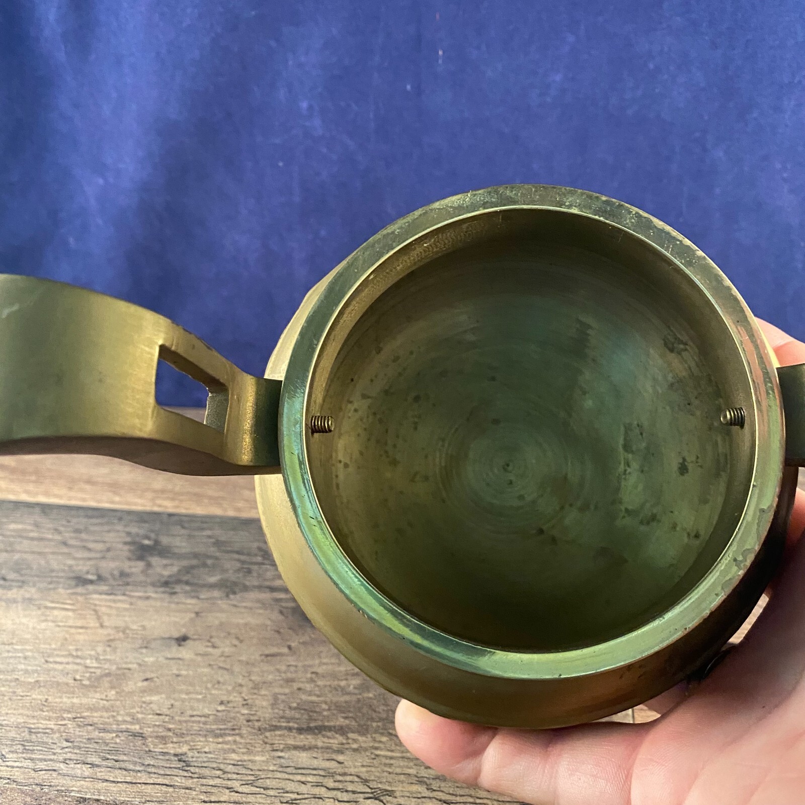 Vintage Asian Three Footed Solid Brass Incense Burner Foo Dog Lid Dragon Base