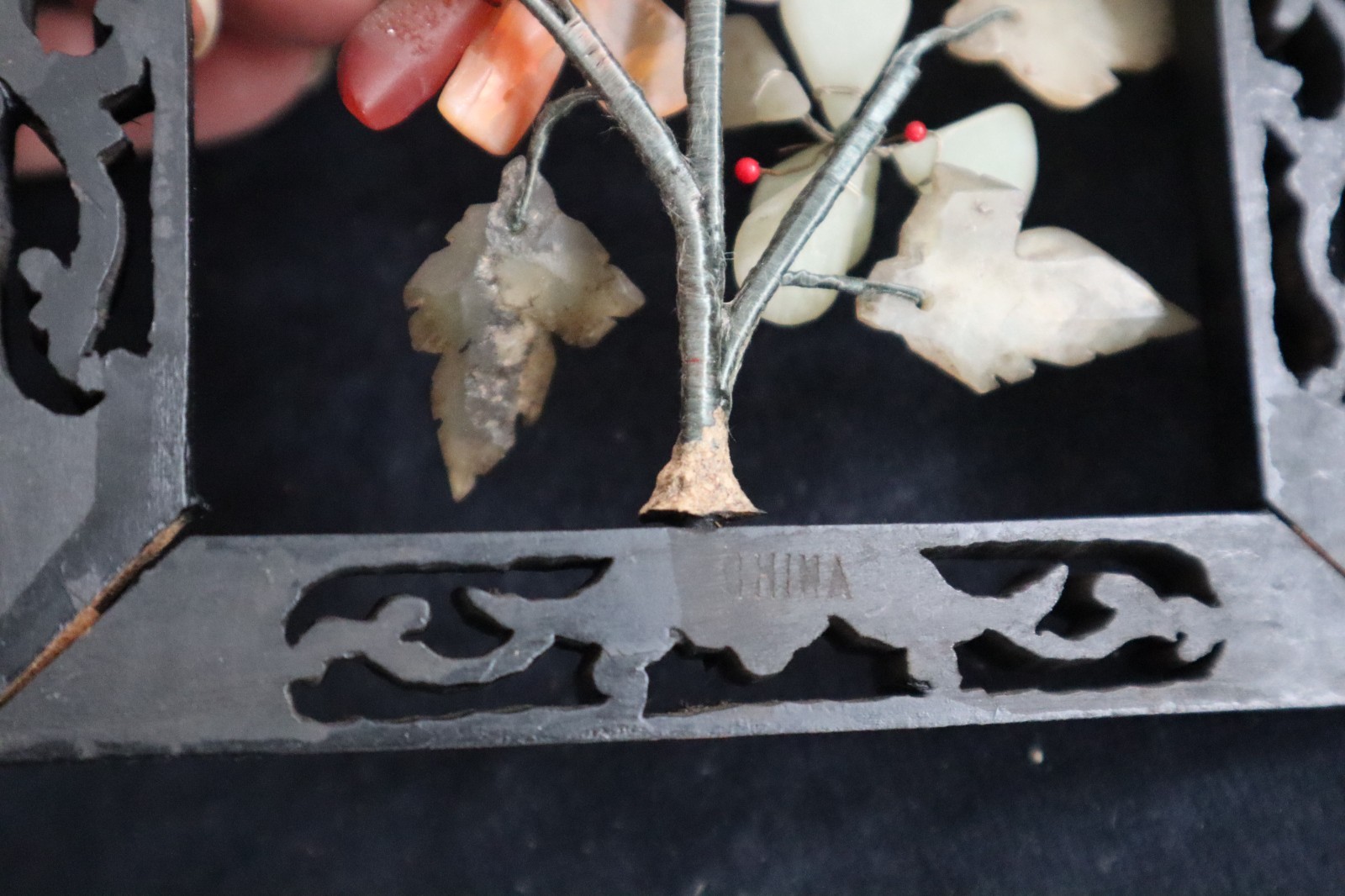2 Vintage Chinese 3D Jade Stone Hanging Wall Plaque