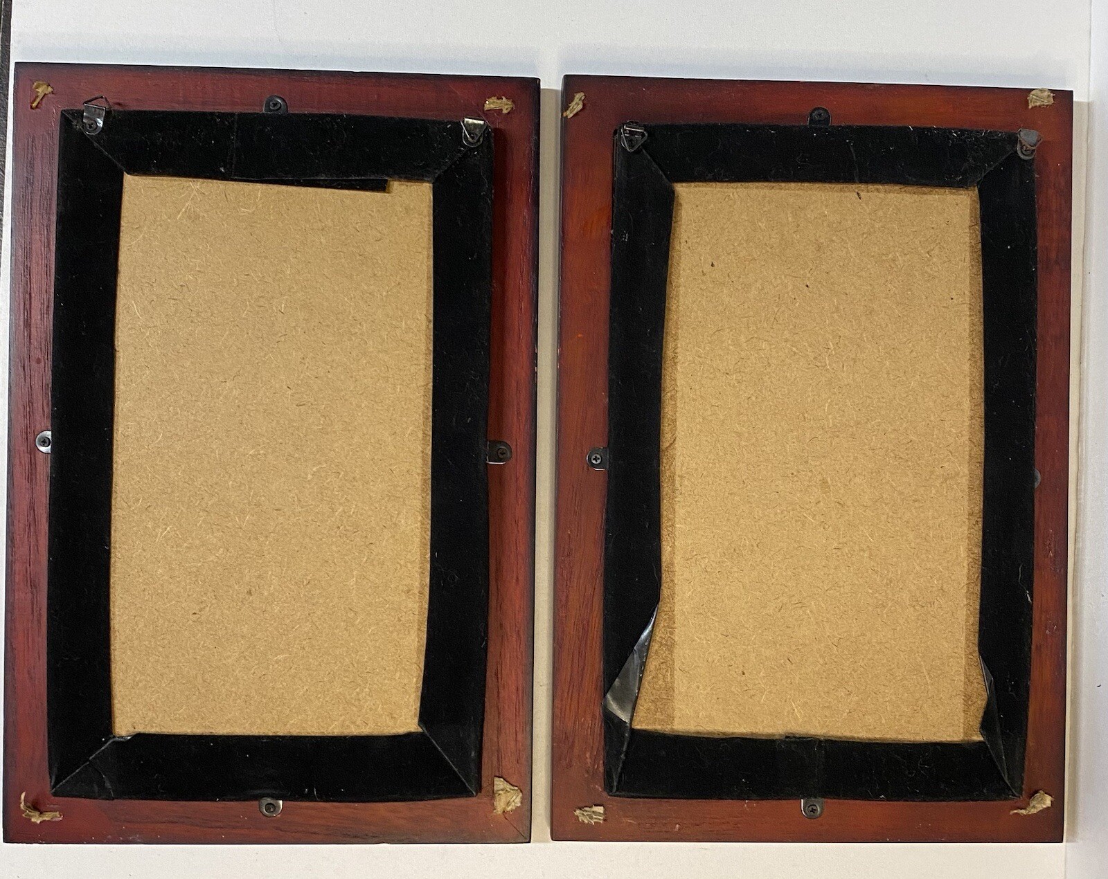 Set Of 2 Vintage Chinese Door Art Diorama 3 D Wood Framed Reds, Purples 8 X 12