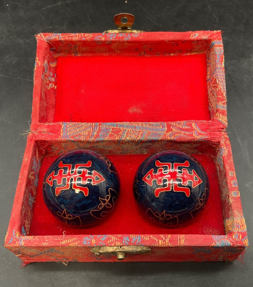 Vintage Shou Xing Chinese Boading Iron Balls ~ Chiming Meditation Wellbeing