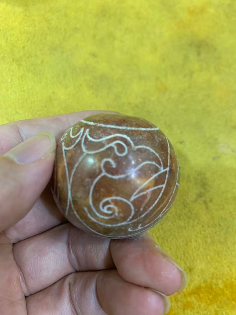 Excellent Rare Large Chinese Old Jade Hand Carved *Dragon/Phoenix* 40mm Bead