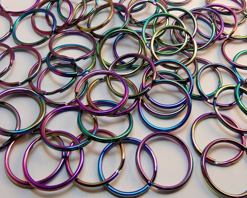 Iridescent Split Key Rings 25mm 1″ diameter Shimmery Rainbow Color Chroma