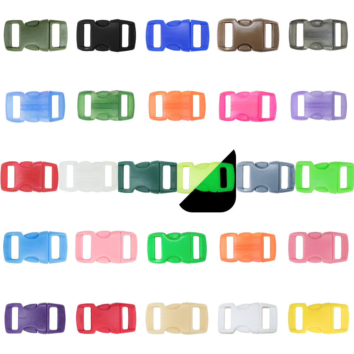 Paracord Planet Contoured Plastic Buckles – Side Release – 3/8″ 1/2″ 5/8″ Size