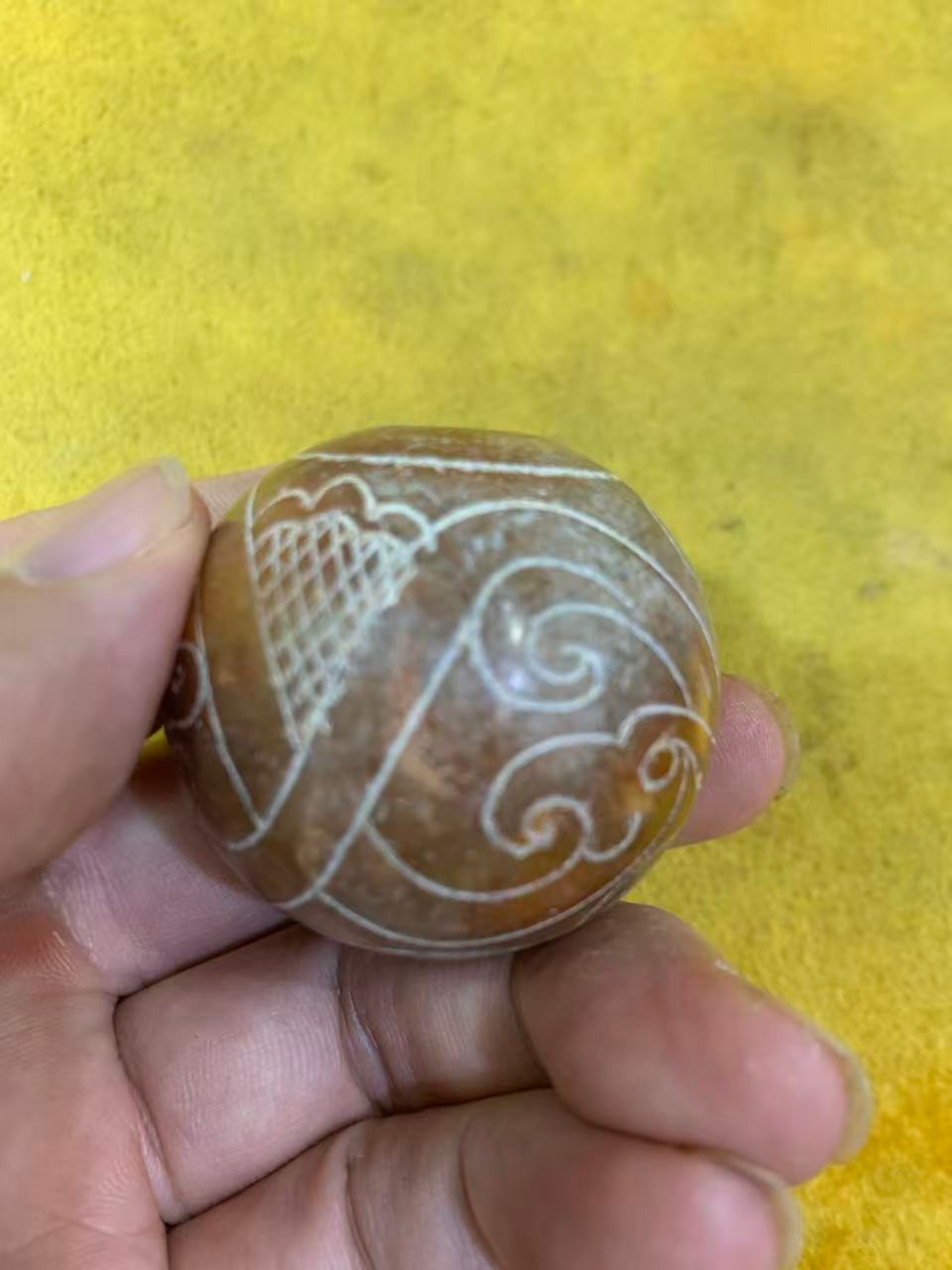 Excellent Rare Large Chinese Old Jade Hand Carved *Dragon/Phoenix* 40mm Bead