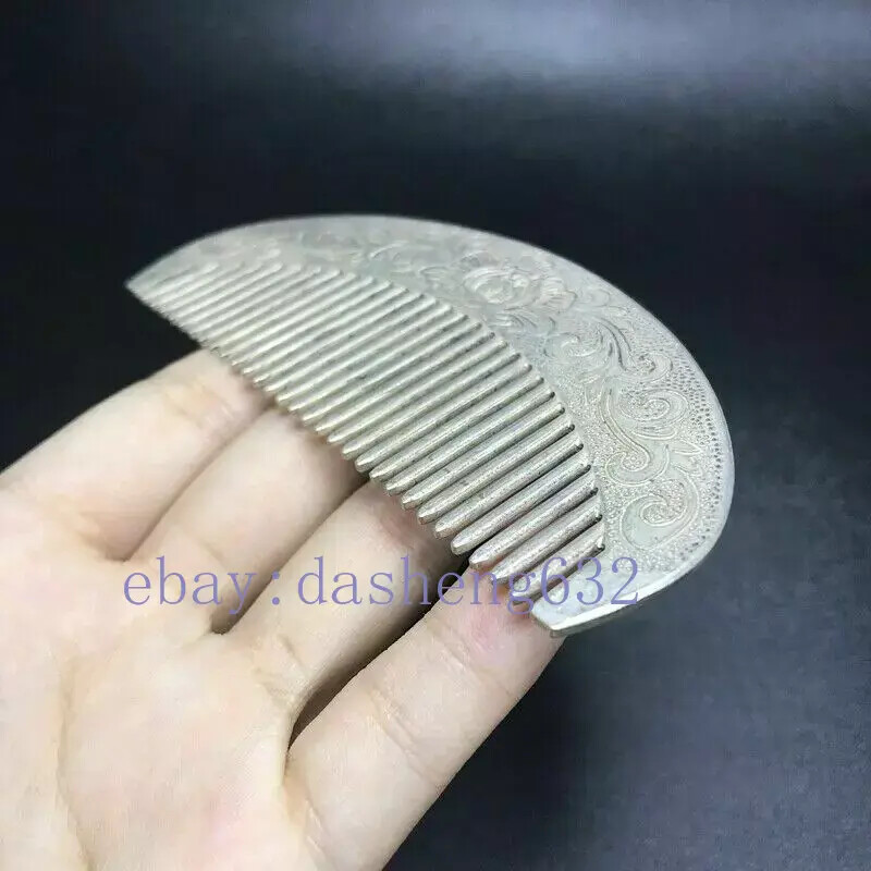 Chinese old Carving Carved silver comb