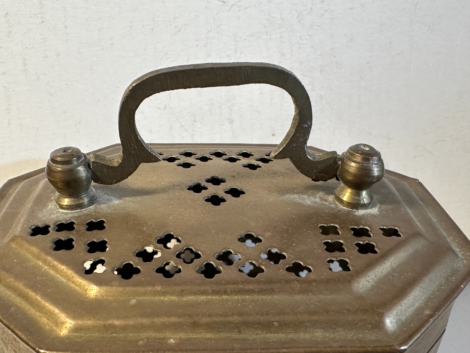 Vintage Brass pierced Cricket Cage. Trinket Box 4.5″ L x 3.25″ W x 3.5″ T