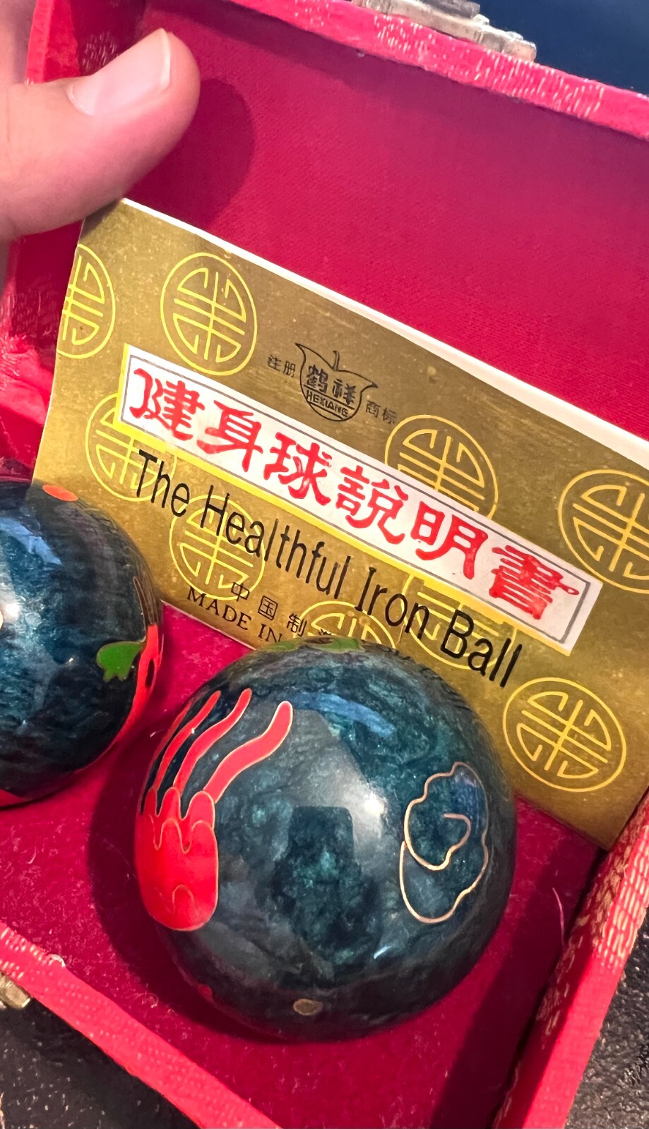 DRAGON & BIRD of Paradise Chinese Iron Ball Meditation Relaxation Stress Balls.
