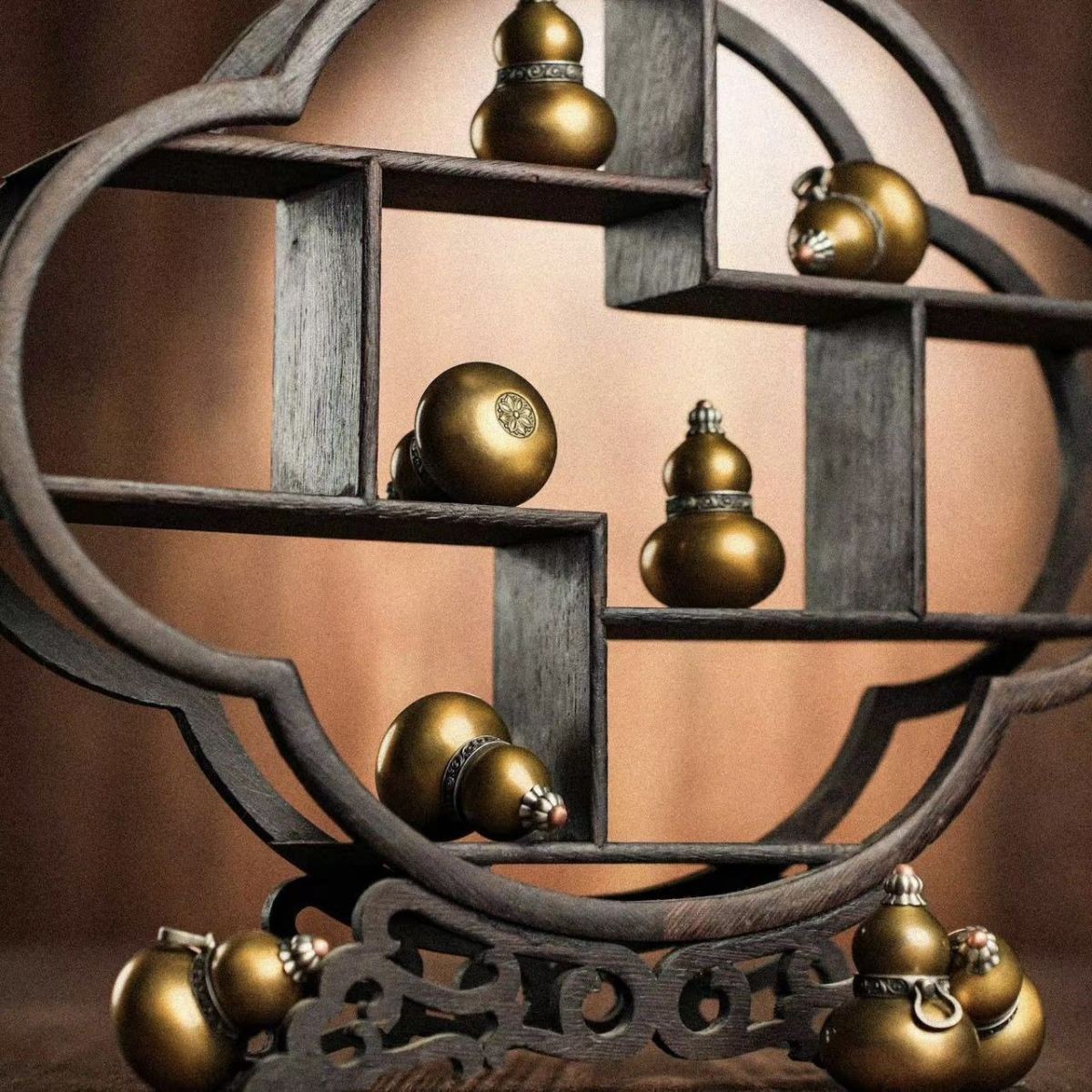 New Brass Gourd Pendant Handheld Ornament Car Bag Hanger 3cm Lucky Decor