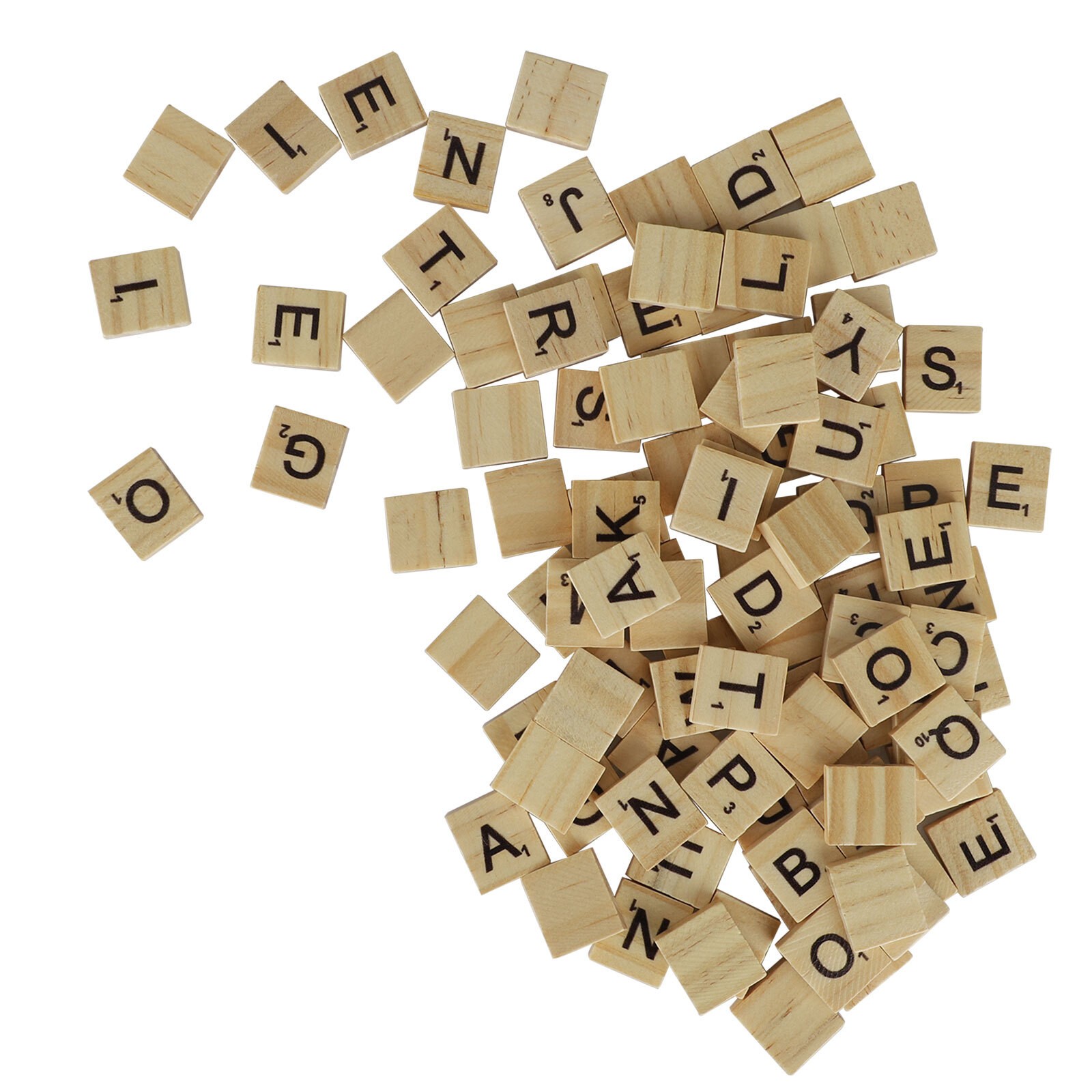 300Pcs Scrabble Wood Tiles Pieces Full Sets 100 Letters Wooden Replacement Pick