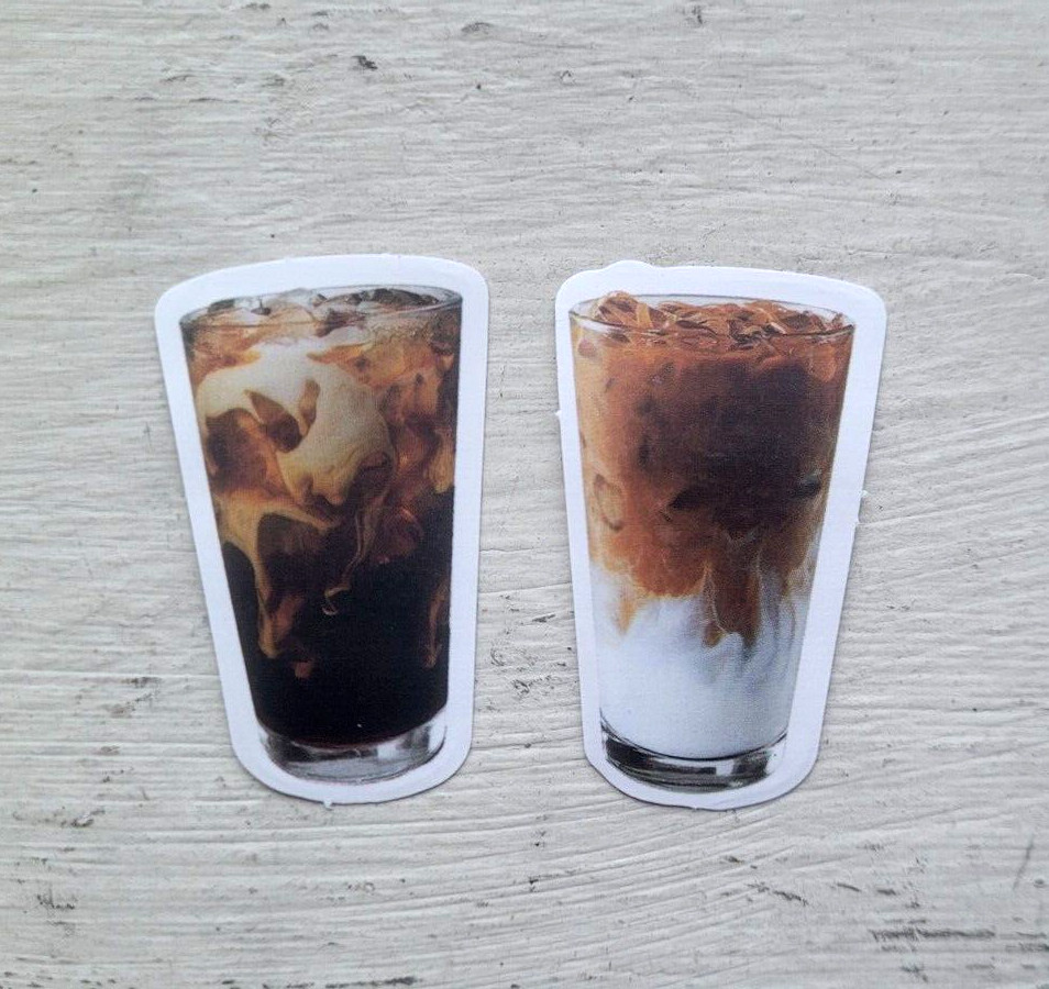 Iced Coffee Morning Cold Brew Caffeine Vintage Food Sticker Lot of 2 Pc Pcs