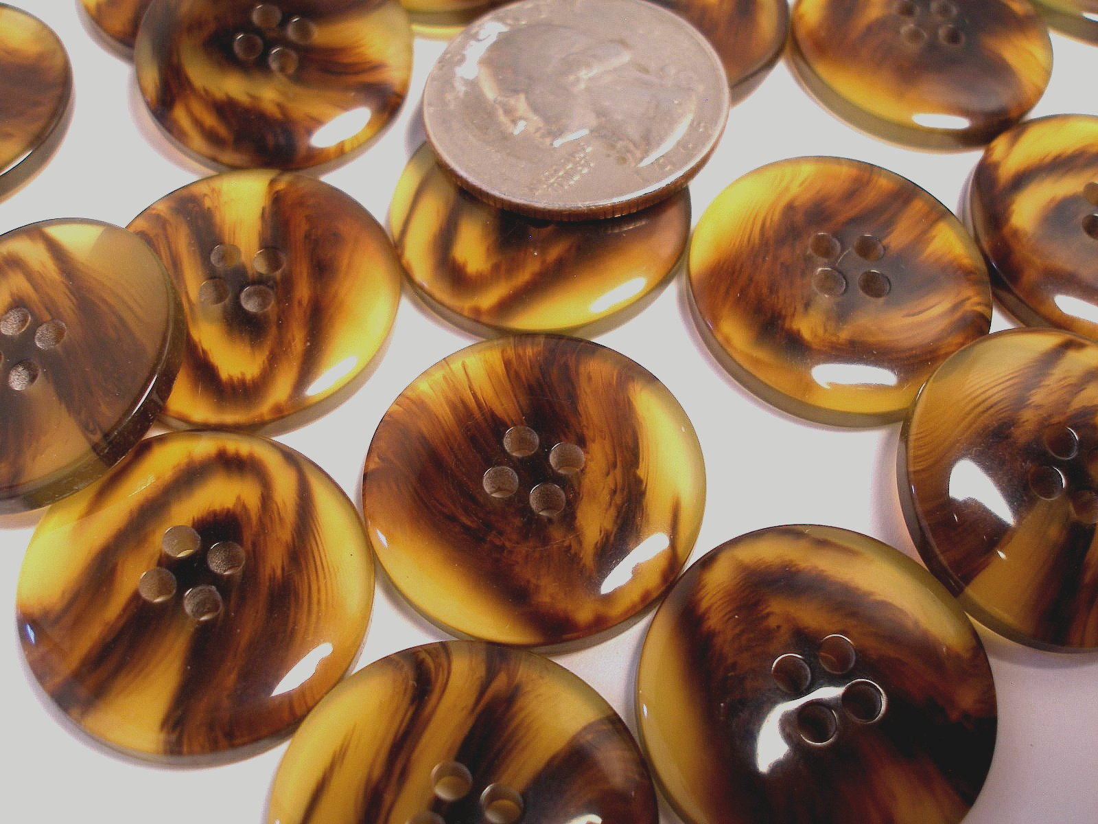 Imitation Amber brown Tortoise Shell Buttons size 1 in, 7/8, 3/16, 5/8, 1/2 #T1