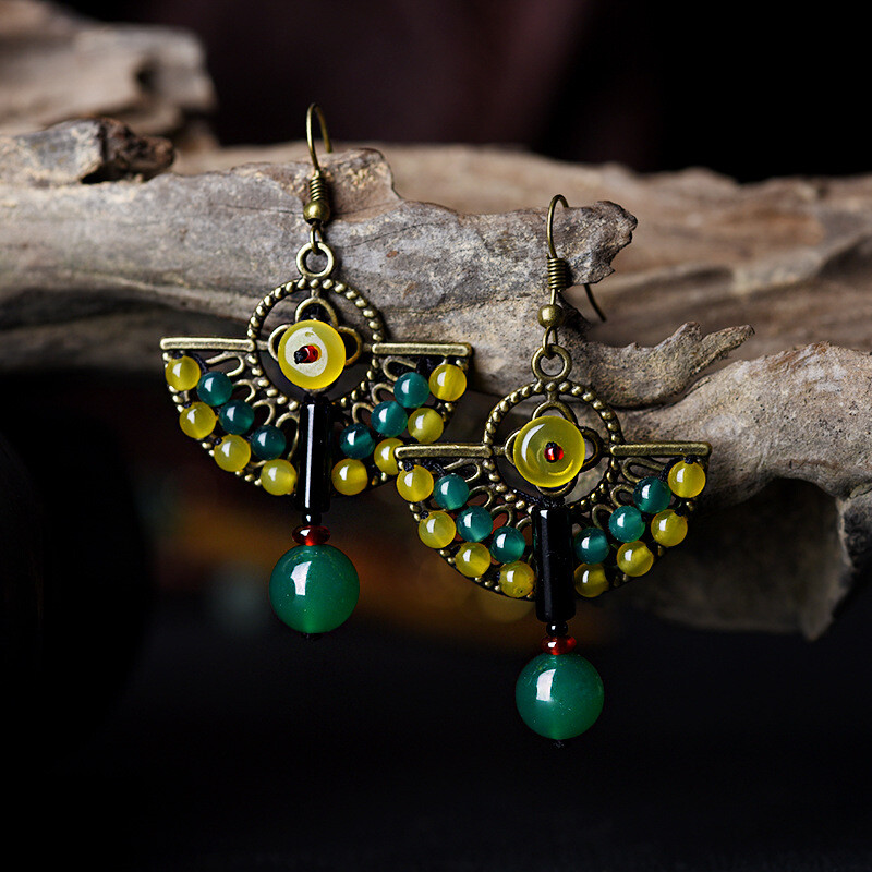 Chinese Agate/Alloy/Jade Line Tibetan Style Vogue Exquisite Earbob Earrings