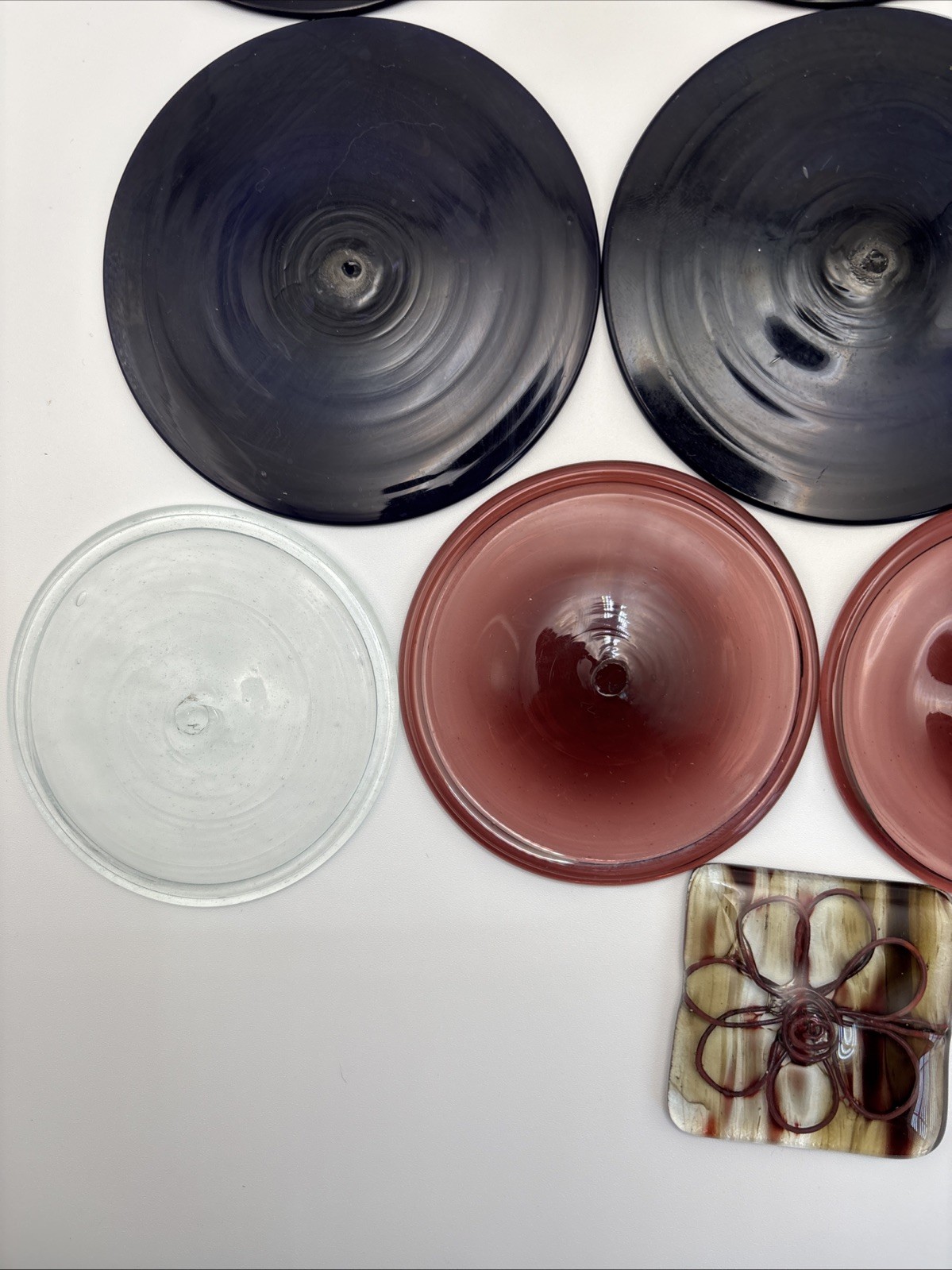 Vintage Hand-Blown Glass Rondels Lot (10 Pcs) 4” 3” Stained Glass