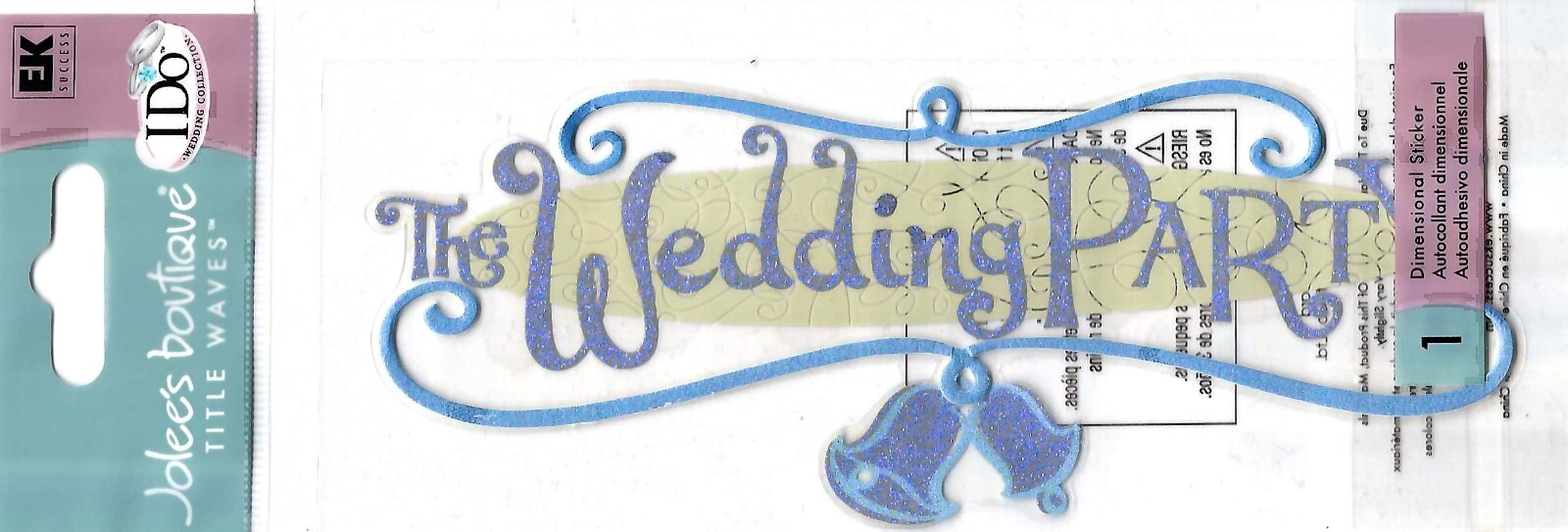 RARE Jolees THE WEDDING PARTY Title Sparkle Wedding 3D Scrapbook Stickers