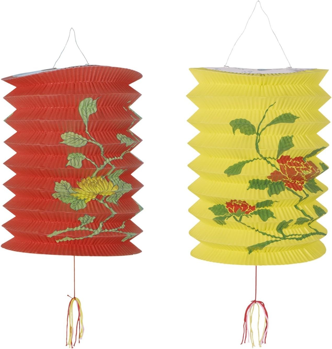 Multicolored Chinese Flower Paper Lanterns, Set of 2 for Festive Celebrations