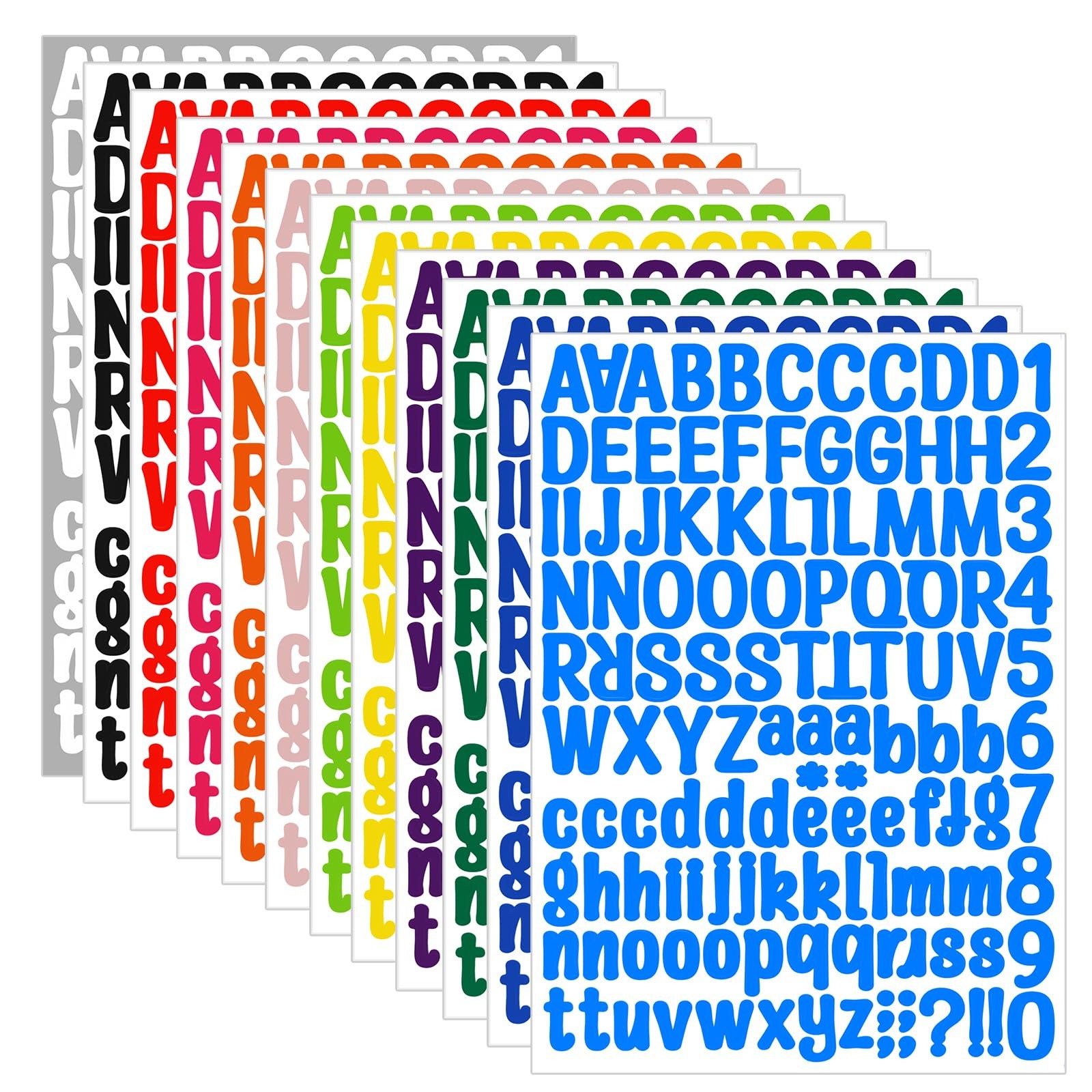1512 Letter Stickers, 12 Sheets Alphabet Sticker, Vinyl Letters, Mailbo