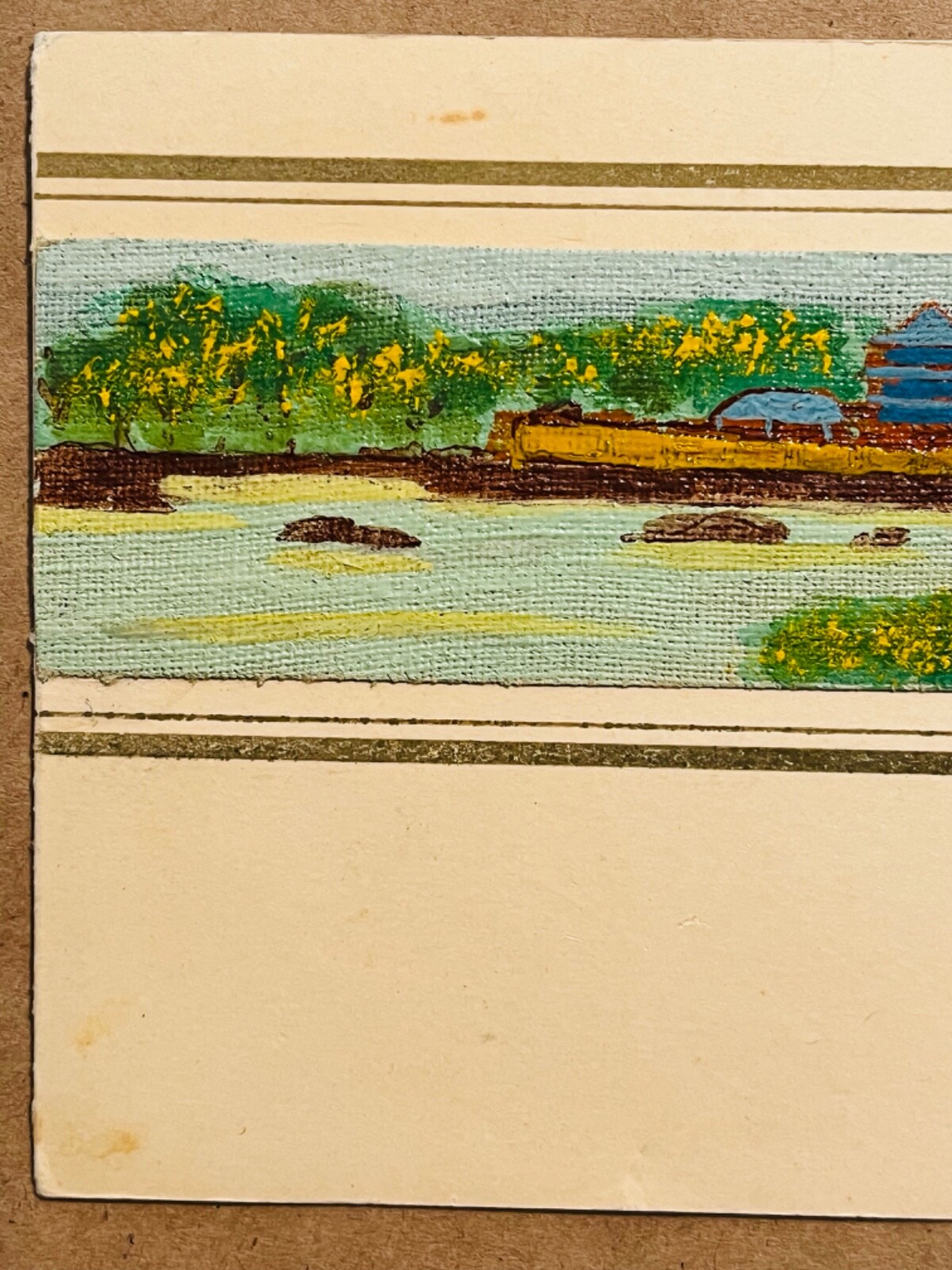 Hong Kong Hand Painted China Seasons Vintage Greetings Card 1950s