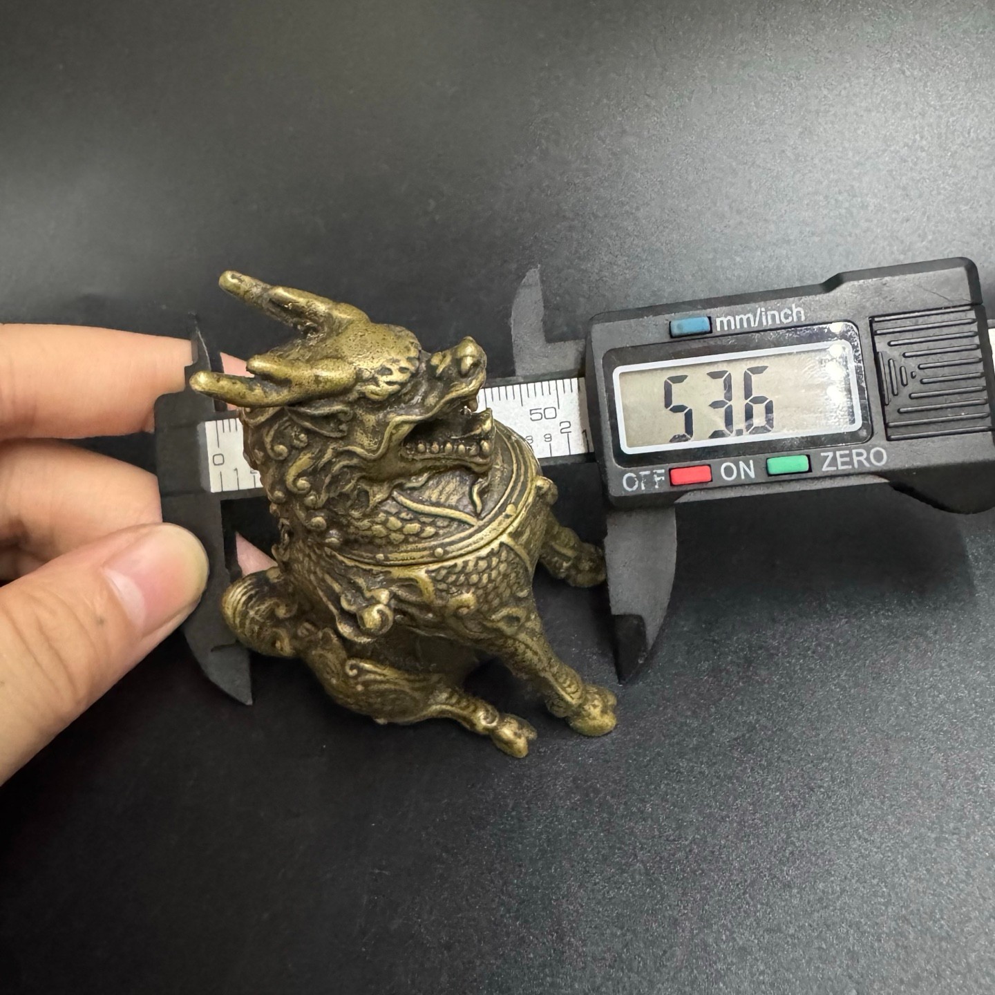 Vintage Brass Qilin Incense Burner Mini Kylin Censer Feng Shui Wealth Ornament