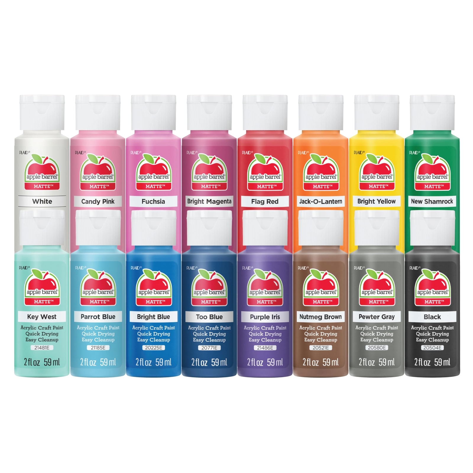 Apple Barrel 16 Pack Acrylic Paint Set 2 Oz Multicolor Matte Finish