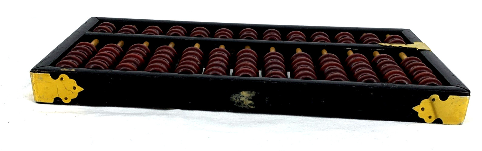 Abacus Wood And Brass 13 Rows 91 Beads Chinese 10.5″