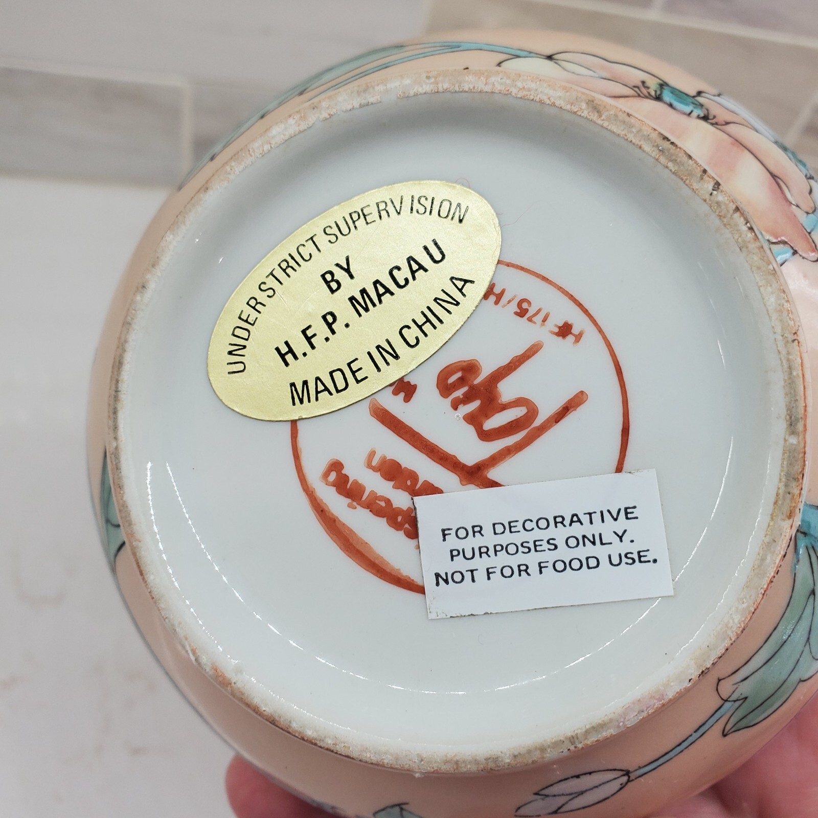 Pink Lidded Dish Toyo Whispering Garden HFP Macau Floral Ceramic Bowl Lid