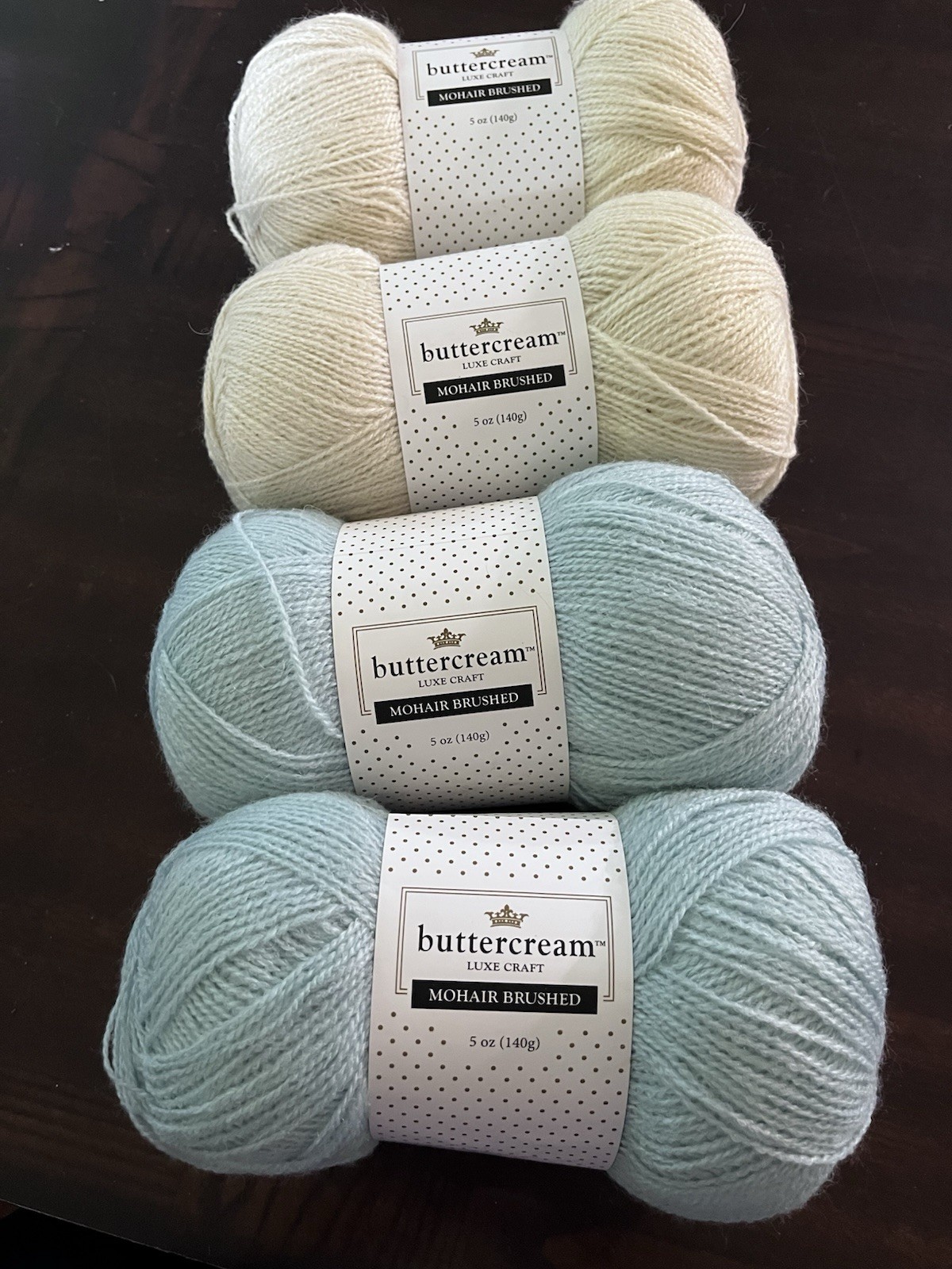 Lot Of 4 Buttercream Luxe Craft Mohair Brushed Yarn Mohair Brushed Cream & Blue