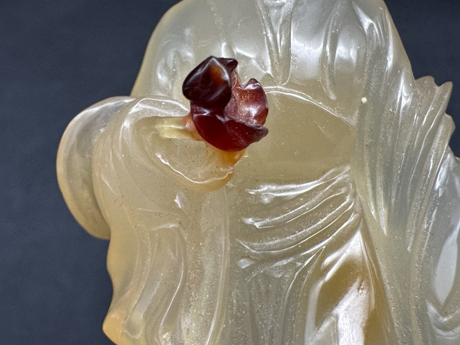 Chinese Carved Agate Stone Lady Sculpture, 4.5″