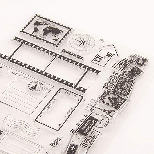 Travel Postage Clear Stamps Silicone Stamp Cards with Sentiments, Journey Roa…