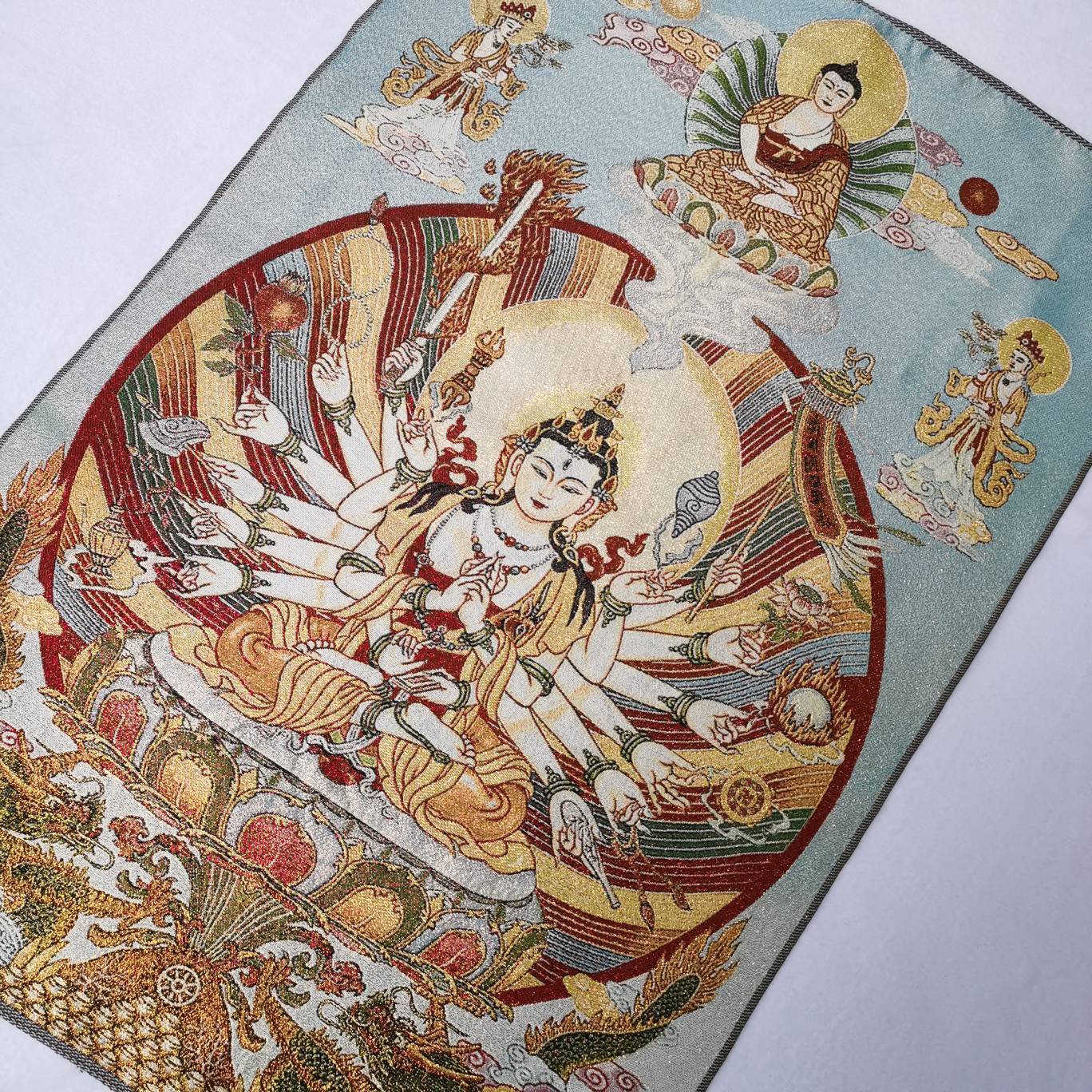 36″ Tibet Tibetan Cloth Silk 1000 Arms Guanyin Kwan-yin Tangka Thangka Mural 14
