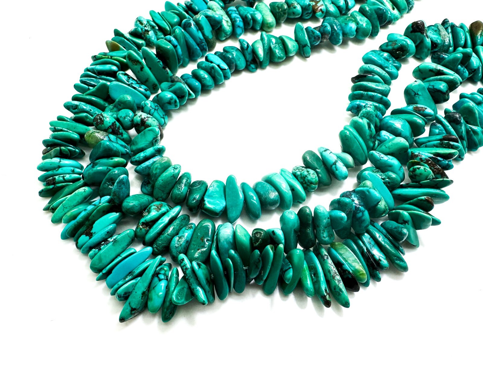 Natural Arizona Turquoise Polished Flat Nugget Chip Stick Gemstone Beads PGS159