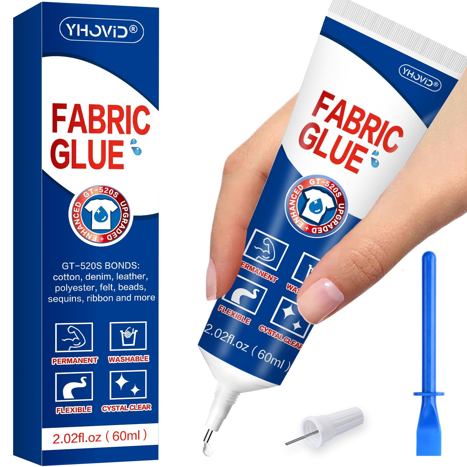 Fabric Glue for Clothing Permanent Washable, 60ML Liquid Stitch, Fabric Adhesive
