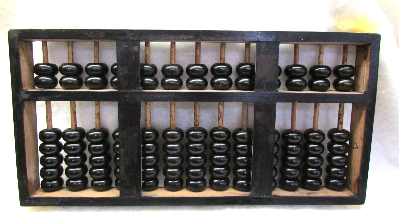 Chinese Abacus Wooden Brass Accent Asian Calculator 13 Rods 15 X 8″ Chinese C42