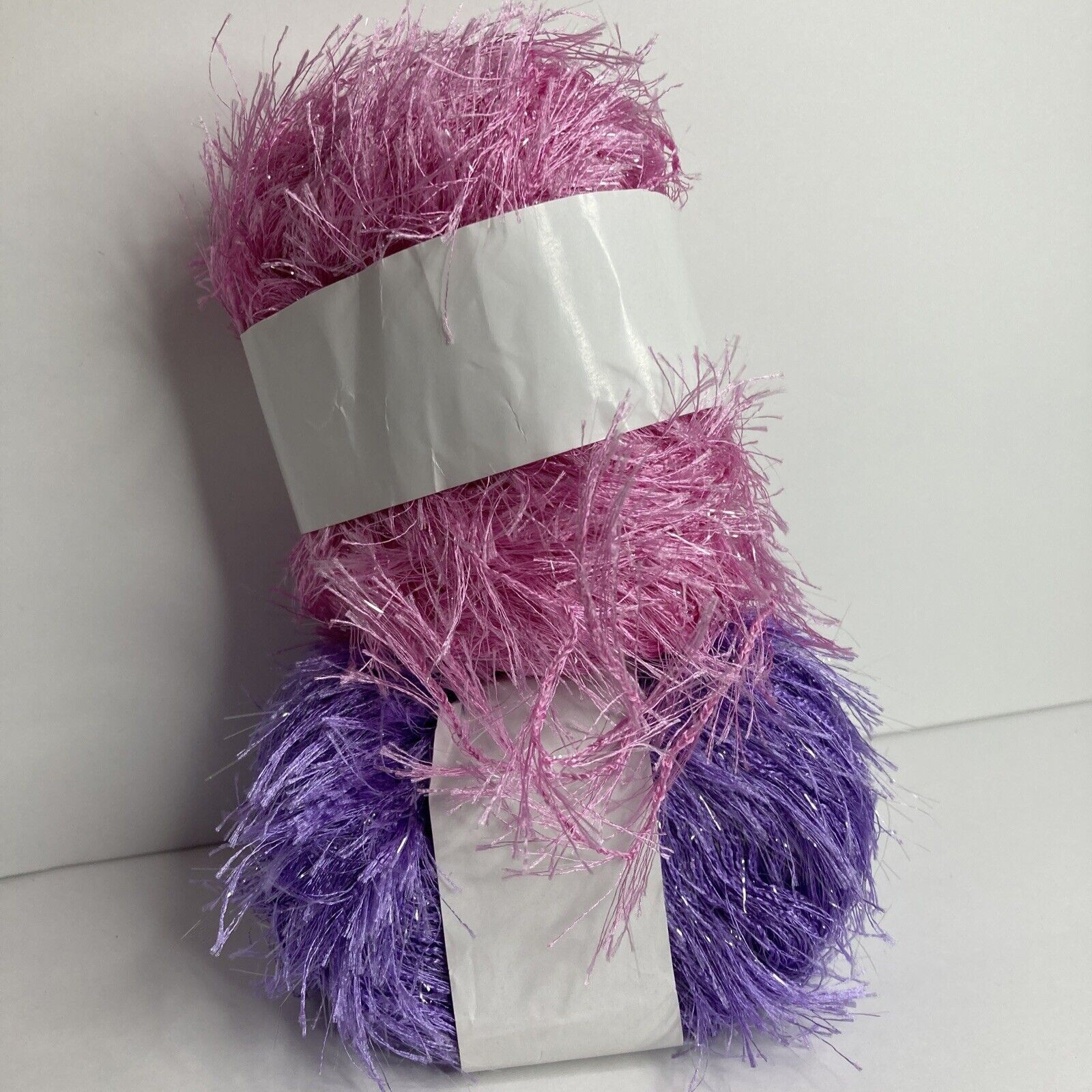 Yarn Eyelash Craft Pink Lavender Sparkly Bulky Skein 2.2 oz Lot of 2
