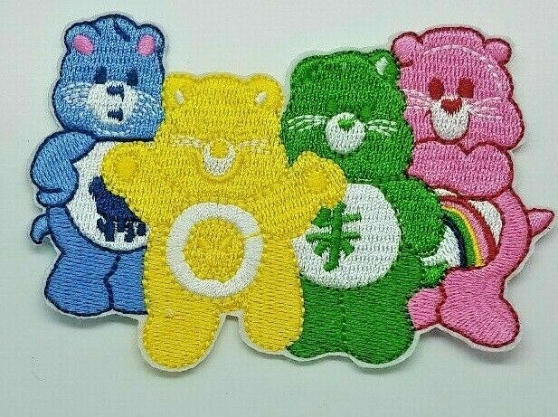 CARE BEARS Group Hug 3.75″ Wide x 2.5″ Tall Iron On Embroidered Patch