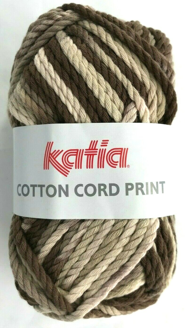 Katia Cotton Cord Print 100g Yarn Skeins #101 Browns Machine Wash Super Bulky