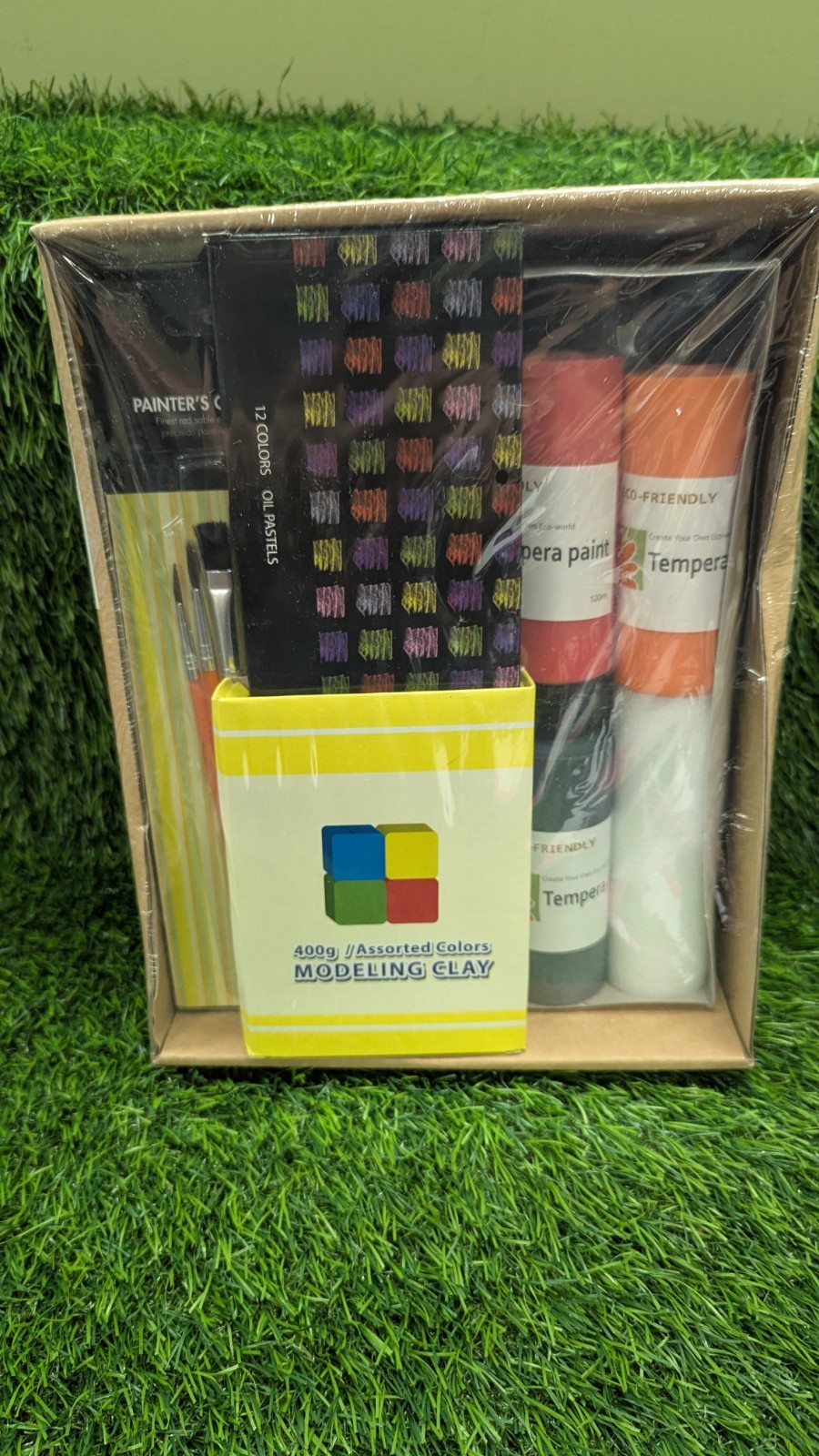 New K12 Art Pack Set Paint Brushes, Oil Pastels Modeling Clay Tempera Paint