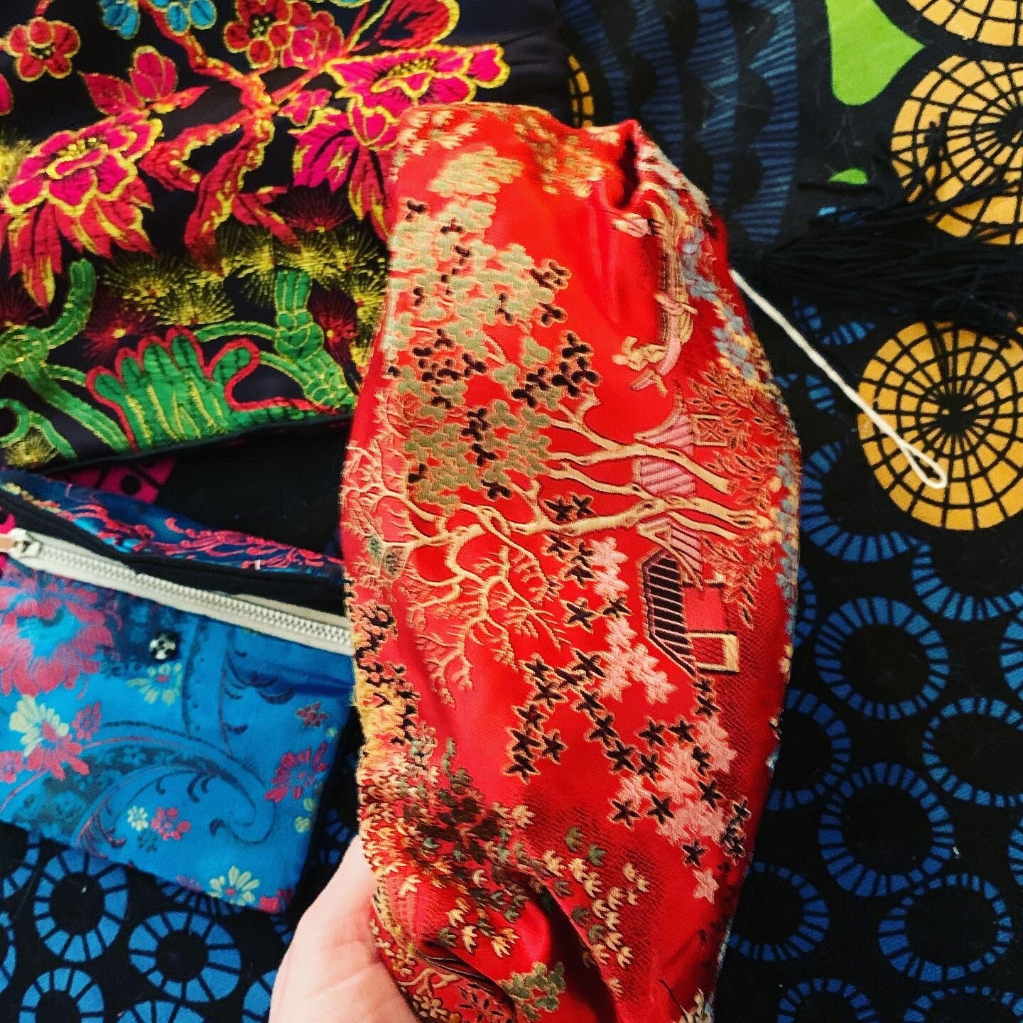 Vintage Lot 1980’s Asian Bag Lot Of 3 Red Black Blue Retail: $68