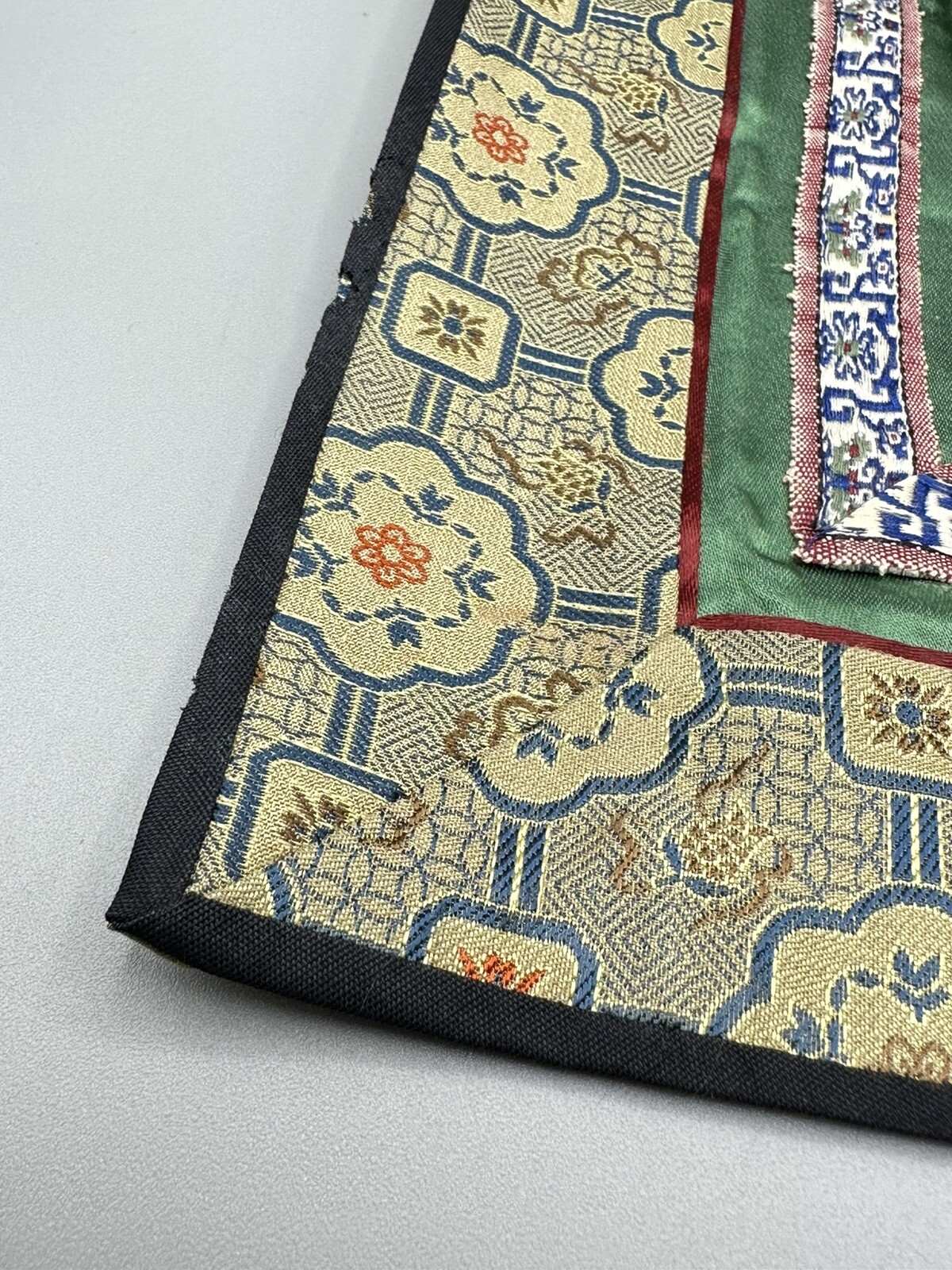 Vintage Chinese Silk Flower Floral With Elegant Bird Embroidery Panel 11x12in”
