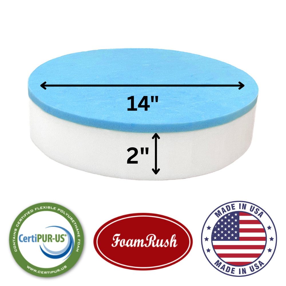 FoamRush 14″ x 14″ Diameter Round Gel Memory Foam Cushion Bar Stool Medium Firm
