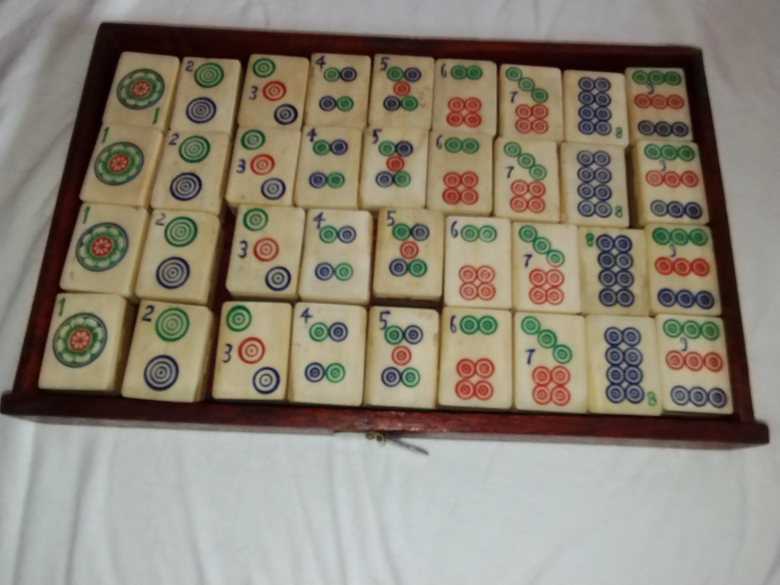 RARE (Complete) Antique Chinese Sandlewood Mahjongg Set With Brass Accents