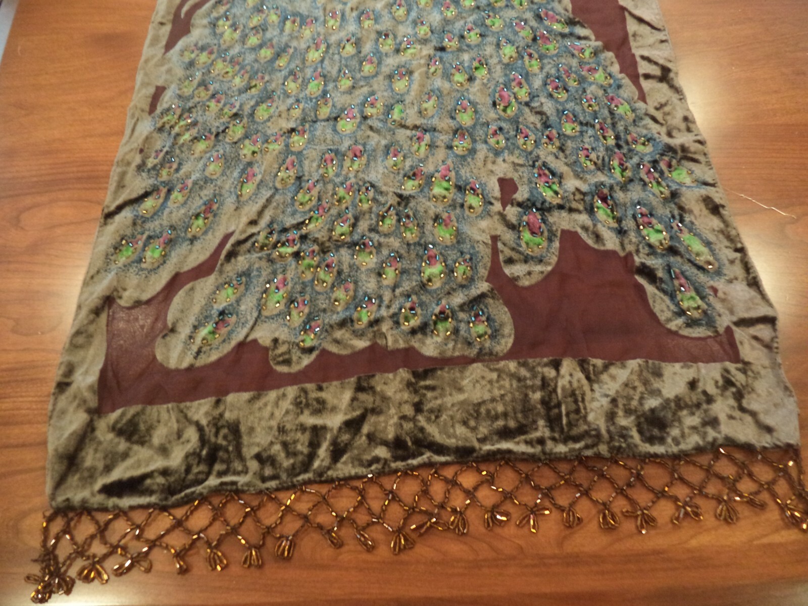 Nanjing Yunjin Brocade PEACOCK”S 68″ LONG IN ORIGINAL BOX