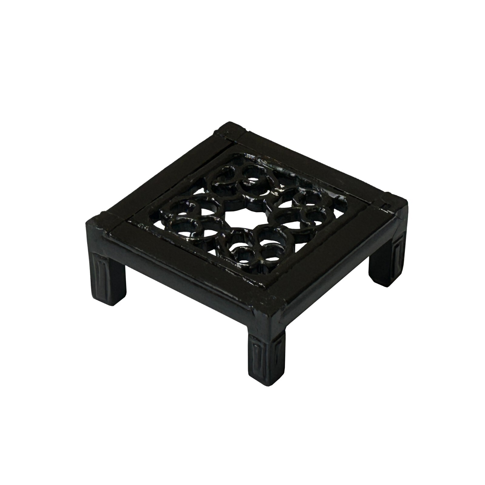 3.25″ Dark Brown Floral Open Pattern Square Wood Stand Riser ws4236